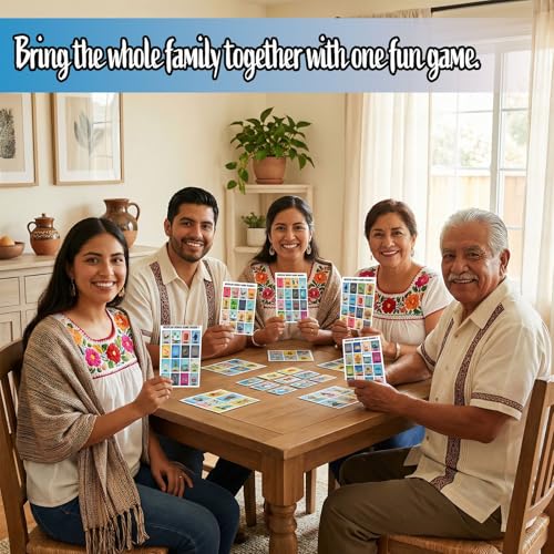 Mexican Bingo Game in Spanish & English for 20 Players - Puerto Rico Bilingual Card Set