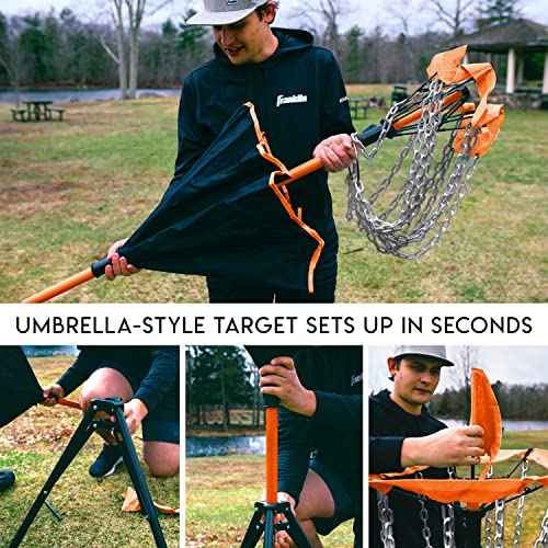 Franklin Sports Disc Golf Baskets - Portable Disc Golf Target with Chains Included - Disc Golf Basket Stand Equipment for Hole + Course Creation