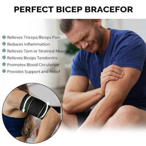 Bicep Tendonitis Brace for Pain Relief, Upper Arm Compression Sleeve for Men and Women, Bicep Compression Sleeve for Muscle Strain (Gray, Large)