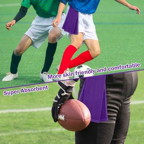 Shimeyao 2 Pcs Cotton Sports Football Towel with Closure Pitching Football Sweat Towel for Sports Gym Men Women Accessories(Purple,Classic)