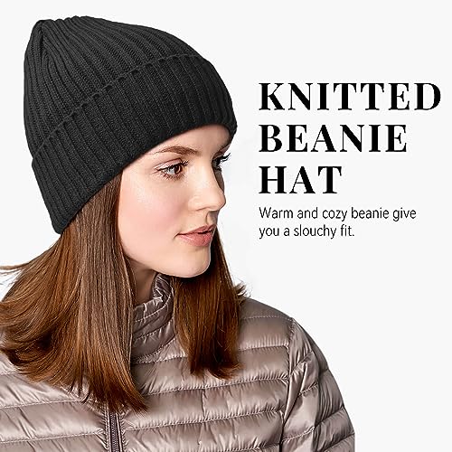 OZERO Knit Beanie Winter Hat, Thermal Thick Polar Fleece Snow Skull Cap for Men and Women