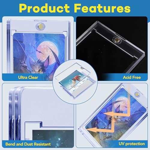 ZENOWICK 100ct Magnetic Card Holders - 35pt One Touch Acrylic Display Cases