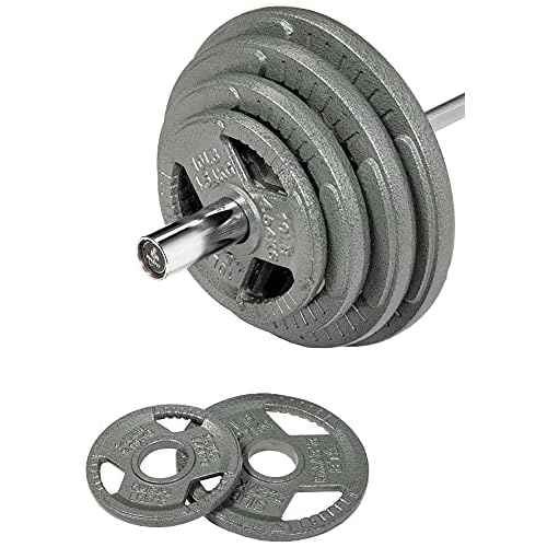 Fitvids Olympic 2-Inch Cast Iron Barbell Set, Including 300 LBS Weight Plates and 7FT Barbell Set, Multiple Packages