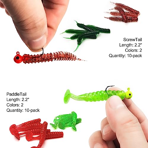 124 Pcs Crappie Lures Tube Jigs & Soft Plastic Baits Kit for Freshwater Fishing