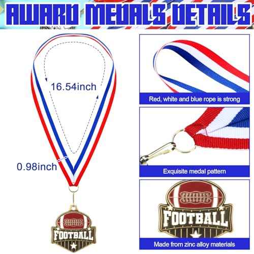 Tondiamo 24/48 Pcs Award Medals Bulk Sports Medals with Neck Ribbons 2 Inches Winner Award Prize Gift for Sports Themed Party Favors Team Tournaments School Match