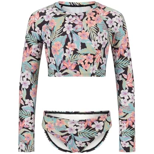 Billabong Girls' Two-Piece Rashguard Swimsuit Set, UPF 50+ Sun Protection, Quick-Dry Bathing Suit