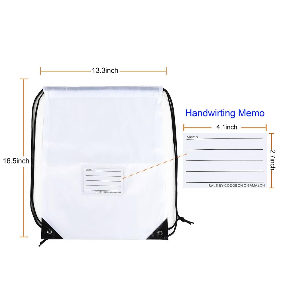 CODOBON 30 Pack Drawstring Bags,Bulk Draw String Backpack, Gym Sports Cinch Bag Sackpack for Women Men, White