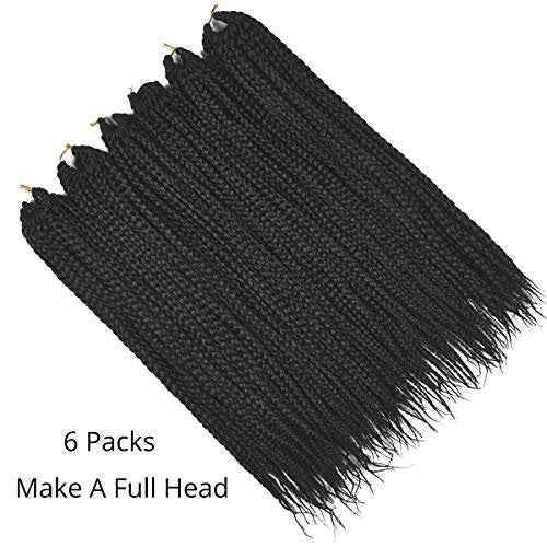 16 Inch Box Braid Crochet Hair,Crochet Box Braids,Crochet Braids Box Braids,Crochet Box Braids Pre Looped,1CM In Diameter 3X 100% Synthetic Hair Extensions(132 Strands,1B#)