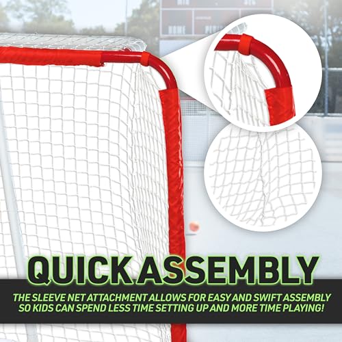 Franklin Sports NHL Youth Street Hockey Goal - Kids Mini Steel Street + Roller Hockey Net - Small Goal for Kids + Beginners - 50" x 42" - Tournament