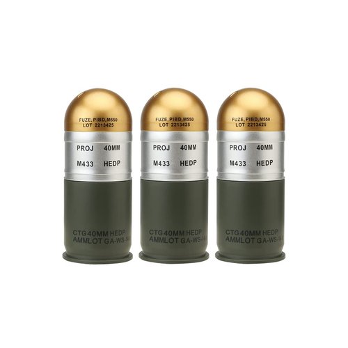 Lancer Tactical Airsoft M433 HEDP 40mm Dummy Grenades (Pack of 3)