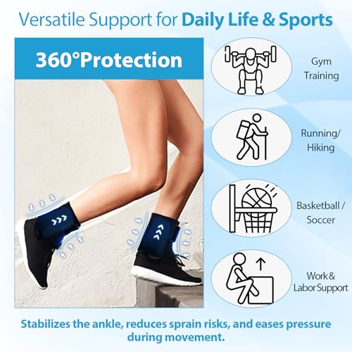 2-Pack Ankle Support Brace for Men & Women, Compression Ankle Wrap with Dual-Sided Stabilizers, Adjustable X-Strap & Open Heel for Sprain Recovery, Joint Stability & Sports Injury Relief