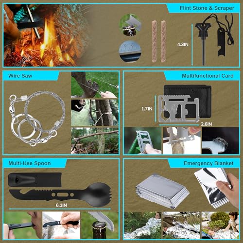 Emergency Survival Kit with 251 Pieces - Black, First Aid & Outdoor Gear