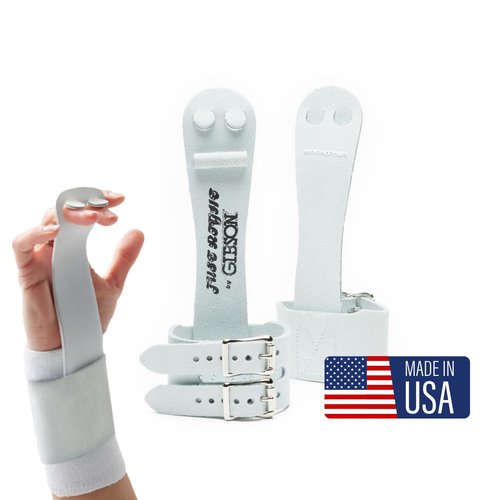 Gibson Athletic Girls Double Buckle Just Right Uneven Bar Grips, Gymnastics, Girls, White, Medium