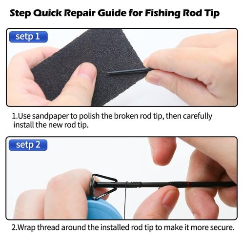 Natufish Fishing Rod Tip Repair Kit - Fishing Pole Repair Kit Complete with 10 High-Performance Fishing Rod Epoxy, Top Eyelets, Wrapping Thread | Rod Tip Repair Kit for Fishing Pole Tips