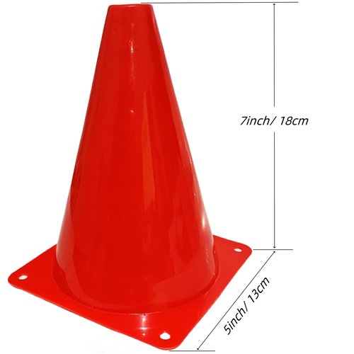 LCPQMZGH 12Pcs Plastic Traffic Cones Mini Sport Cones for Basketball Football Drills, Indoor Outdoor Games Activity Festive Events - 7 Inch Red Plastic Cones