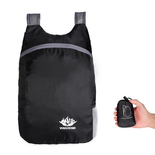 Travel Hiking Daypack Lightweight Packable Backpack Foldable Backpack (Black, 20L)