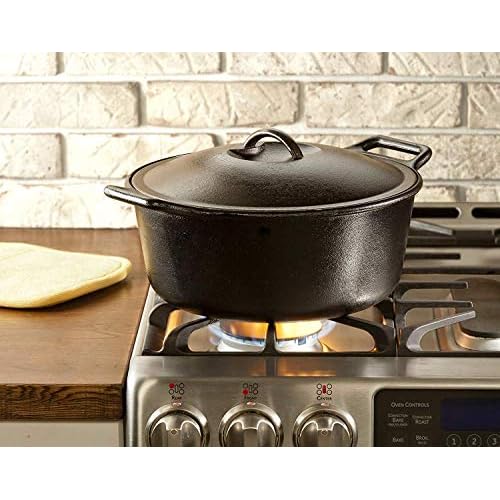 Lodge BOLD Exclusive 7 Quart Premium Pre-Seasoned Cast Iron Dutch Oven with Lid - Dual Handles - Use in the Oven, on the Stove, on the Grill or over the Campfire - Black