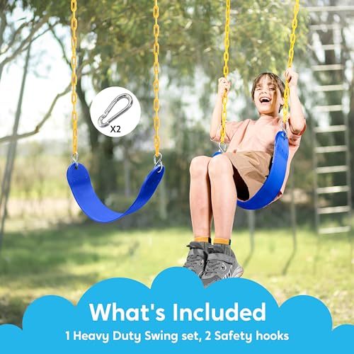 Outdoor Swing Seat Replacement Kit with Heavy Duty Chains - Blue