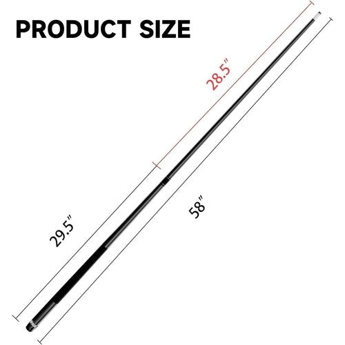 GSE Games & Sports Expert 58" 2-Piece Fiberglass Graphite Composite Billiard Pool Cue Stick for Men/Women, Billiard Cue Stick for House or Commercial/Bar Use (Matte Black, 21 Oz)