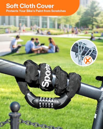 Sportneer Bike Lock 5-Digit Combination Heavy Duty 4ft Long, 6mm Thick