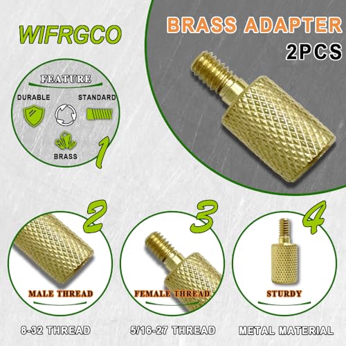 Brass Thread Adapters Set 5-40 to 8-32, 8-32 to 5/16-27 & 10-32 - 2 Each Type, 6 Pieces with Storage Case - Compatible with Gun Cleaning Tools