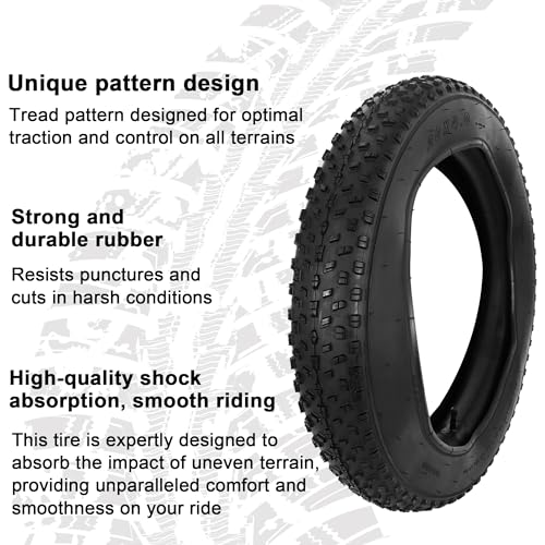 20x4.0/20x3.0 Foldable Fat Bike Tire and Inner Tube Set - Black 1 Pack