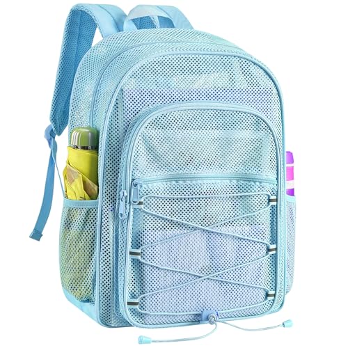 Heavy Duty Mesh Backpack for Adults Large Capacity Blue 20L