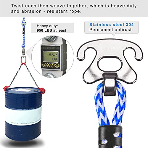 Self Centering Boat Tow Harness for Tubing - Blue-White 18 Inch Quick Connector Pair
