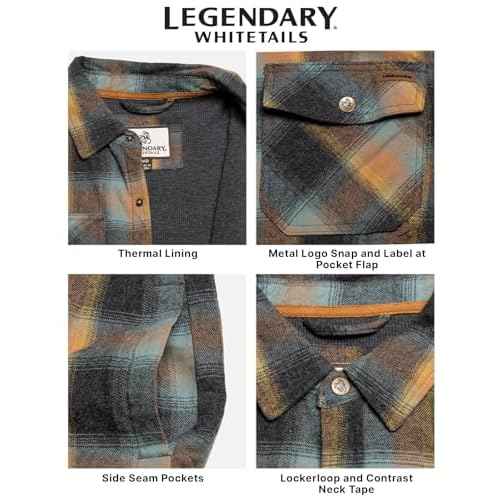 Legendary Whitetails Men's Thermal Lined Shirt Jacket Plaid Flannel Polyfill Insulated