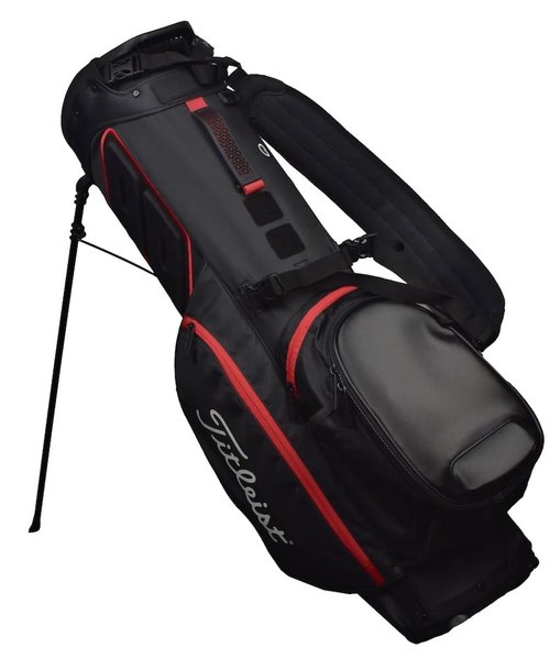 Titleist Golf Players 4 Plus Less Logo Stand Bag Black/Black/Red