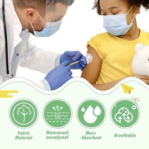 120 Pcs Kids Bandages, 10 Styles Cute Cartoon Adhesive Bandages Breathable Round Colorful Vaccination Bandage Adhesive Dot Kids Bandage for Minor Cuts, Scrapes, Wounds, 0,9 Inch