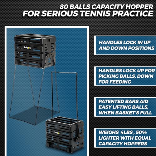 Tourna Ballport Tennis Ball Hopper Holds 80 Balls Durable and Lightweight – Blue
