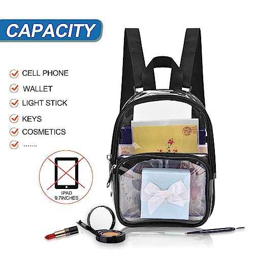 USPECLARE Clear Mini Backpack Stadium Approved for Little Boys & Girls, Transparent Backpack for Concert, Festival, Sport Events