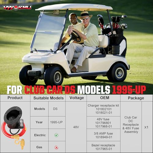 48V Golf Cart Charger Receptacle with Fuse for Club Car DS 1995-UP