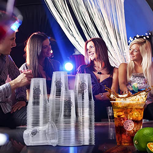 100 Pack Disco Ball Plastic Cups 12 oz Disposable Drinkware for Party and Wedding