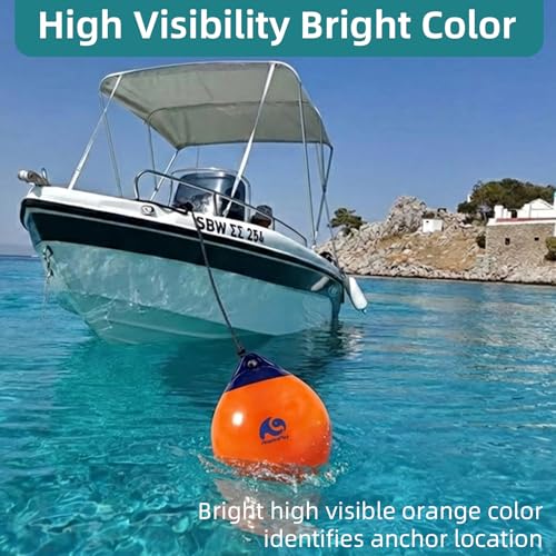 Orange Boat Buoy Ball Anchor Float 15 Inch for Docking & Mooring - Heavy Duty Marine-Grade Vinyl
