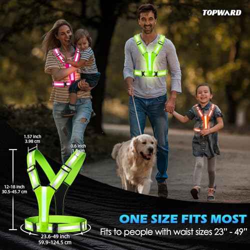 LED Reflective Vest Running Gear, 8 Lights Colors Illuminated, USB-C Rechargeable, High Visibility Safety Vest with Adjustable Waist/Shoulder, Light Up Vest for Night Dog Walking Cycling