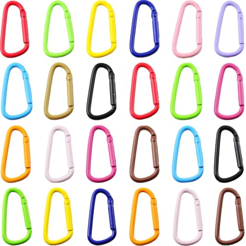 24 Pack Metal Carabiner Clips Keychain Hooks for DIY Crafts and Everyday Use