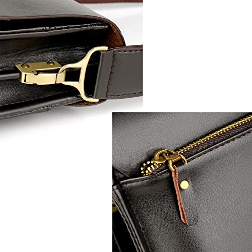 Leather Messenger Sling Crossbody Bag for Men Travel Work Brown-1