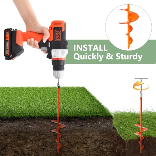 Orange 6 Pack 18-Inch Heavy Duty Ground Anchors for Camping & Outdoor Use