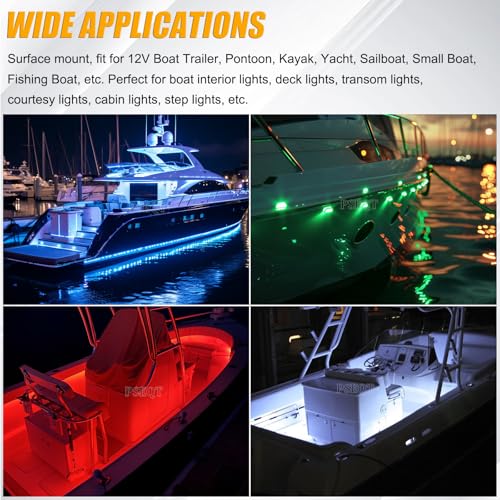 4-Pack RGBW Oval Marine Boat Courtesy Lights Waterproof Deck Interior Deck Stern Navigation