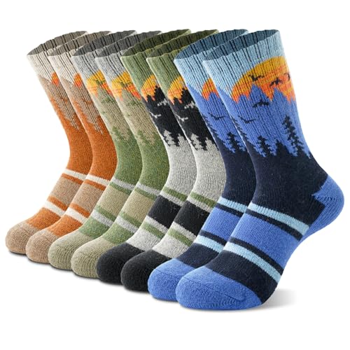 Kids Wool Socks - Boys & Girls 4-7 Years Merino Hiking Athletic Socks - Tree Variation
