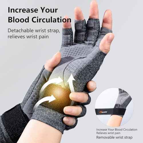 SueStar Full-Hand Compression Arthritis Gloves with Extra Wrist Support, Compression Gloves Women with Silicone Grip& Easy Pull Loop for Carpal Tunnel Pain, Rheumatoid Arthritis, Swelling Edema Relief