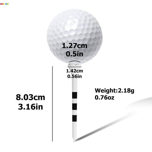 HUAEN Plastic Tees 100 Pack, 3-1/4 INCH Unbreakable Long Tee, Engineered to Minimize Friction and Side Spin