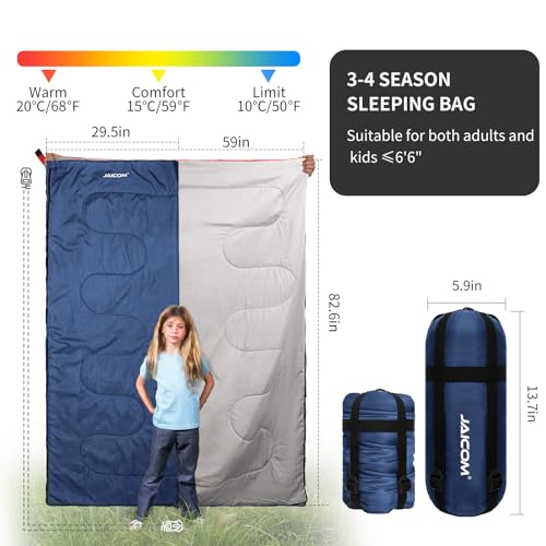 Lightweight Sleeping Bag, 3 Season Ultralight Backpacking Sleeping Bag - Compact Comfortable Waterproof for Outdoor, Camping, Traveling, Summer, Hiking