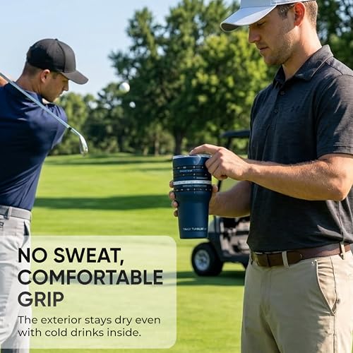 Golf Tumbler with Scorekeeping, 30 oz Stainless Steel Leak-Proof Cup, White Tees Variation