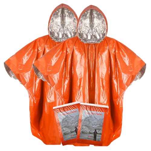 Thickened Emergency Rain Poncho, Thermal Poncho Survival Blankets Reusable Survival Ponchos for Camping, Hiking
