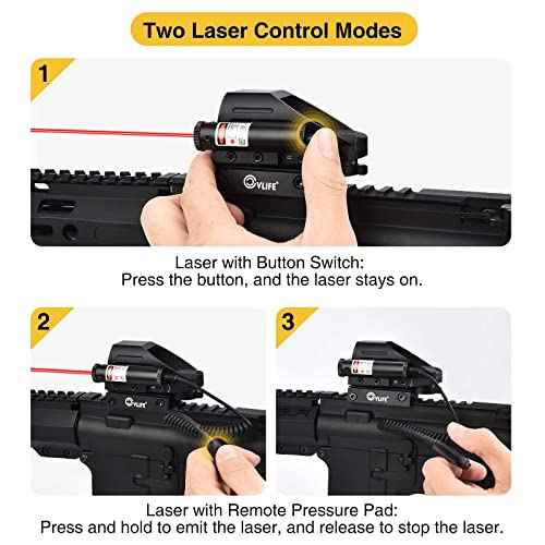 CVLIFE 1x22x33 Reflex Sight Red and Green 4 Reticle Dot Sight with 2mW Red Sight Laser