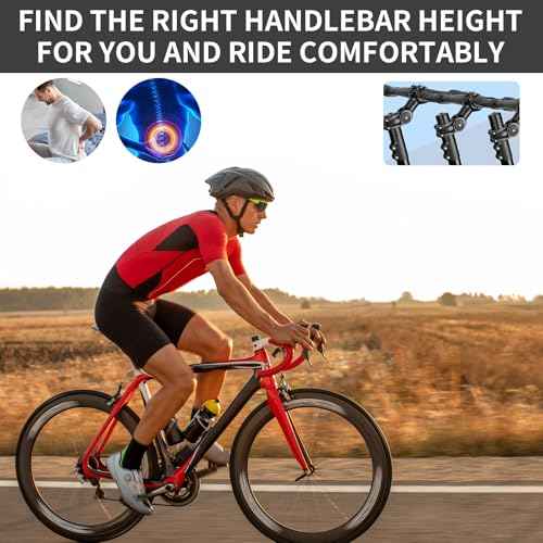 Bike Stem Riser Adjustable,Handlebar Extender, Increases Height Up to 5.2" for 1-1/8" Most Bicycle Road Bike, MTB, BMX, Cycling (Black)