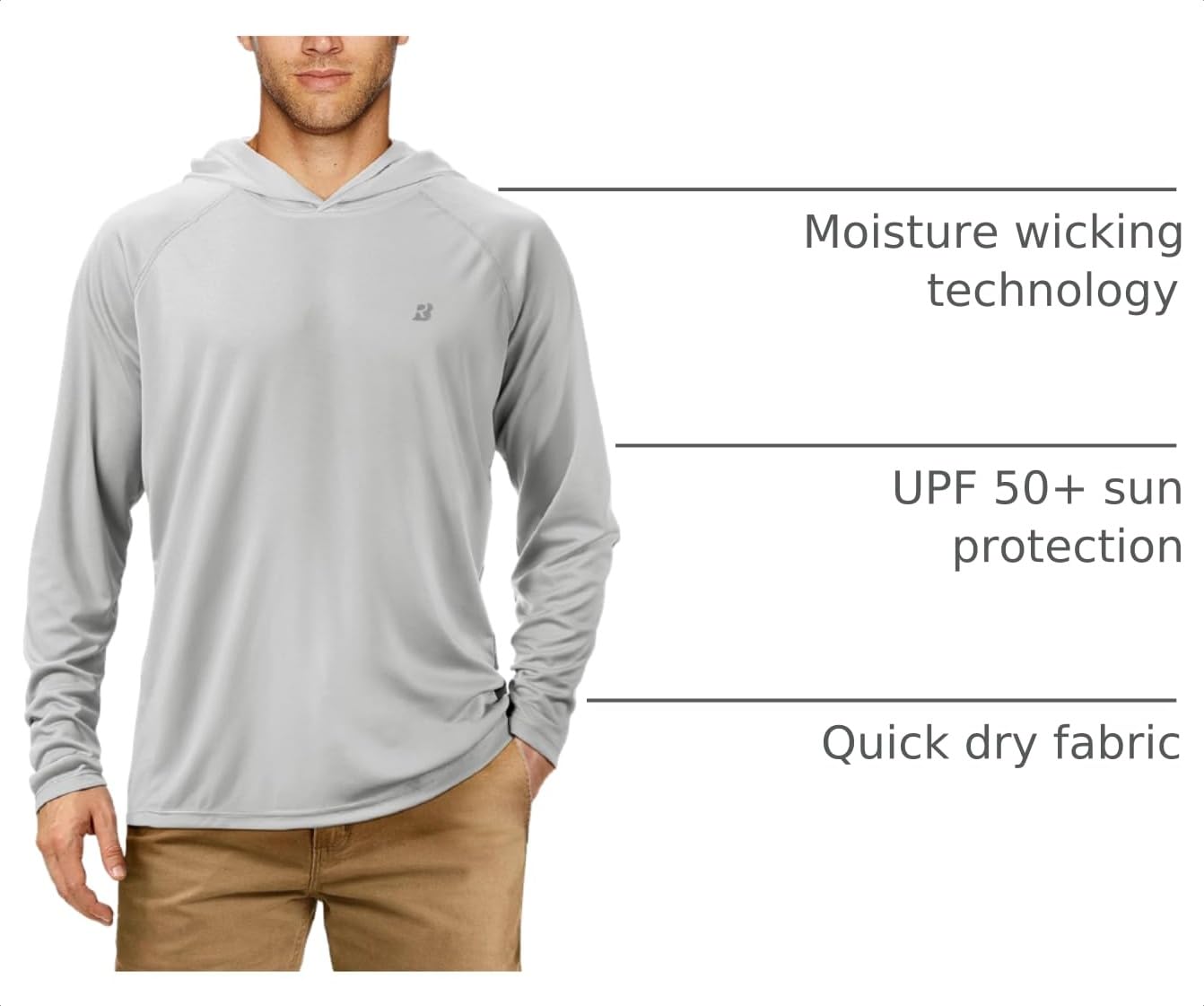 Roadbox UPF 50+ Fishing Shirts for Men Long Sleeve Sun Protection Lightweight Outdoor UV Hiking Shirts